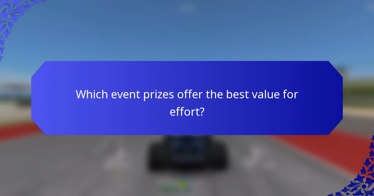 Which event prizes offer the best value for effort?